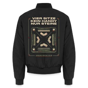 Vier Bits Kein Handy Nur Steine - Unisex Bomberjacke - Schwarz - Hinten - AI Model Male 185 light (185cm)