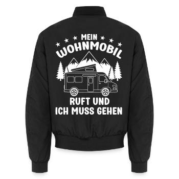 Mein Wohnmobil ruft und ich muss gehen Camping - Unisex Bomberjacke - Schwarz - Hinten - AI Model Male 185 light (185cm)