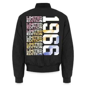 LIMITED EDITION 1966 - 60 JAHRE - 60. GEBURTSTAG - Unisex Bomberjacke - Schwarz - Hinten - AI Model Male 185 light (185cm)