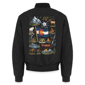 Colorado | Rockies, Outdoor & Freedom - Unisex Bomber Jacket - black - Back - AI Model Male 185 light (185cm)