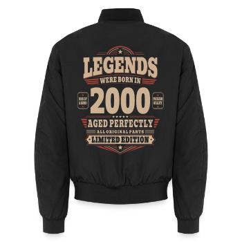 26th Birthday Gift Husband 2000 Vintage Retro - Unisex Bomber Jacket - black - Back - AI Model Male 185 light (185cm)