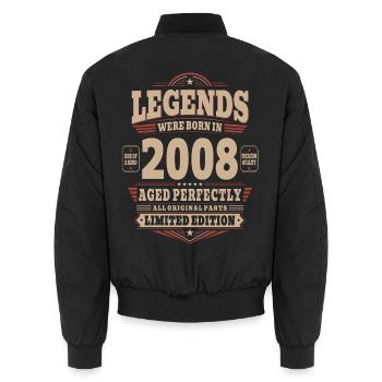 Cadeau d’anniversaire 18 Mari 2008 Vintage Rétro - Bomber unisexe - noir - Dos - AI Model Male 185 light (185cm)