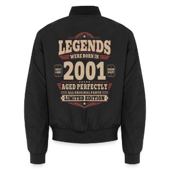 Cadeau pour 25 ans : mari 2001 Vintage Rétro - Bomber unisexe - noir - Dos - AI Model Male 185 light (185cm)