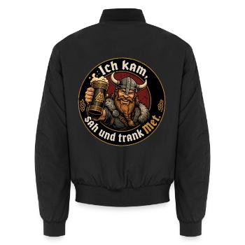 Wikinger Bier Spruch - Unisex Bomberjacke - Schwarz - Hinten - AI Model Male 185 light (185cm)