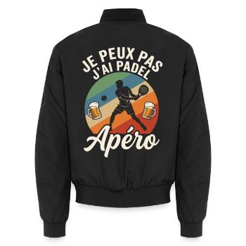 Je Peux Pas J'ai Padel et Apéro Humour - Bomber unisexe - noir - Dos - AI Model Male 185 light (185cm)