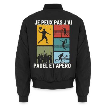 Je Peux Pas J'ai Padel et Apéro Humour - Bomber unisexe - noir - Dos - AI Model Male 185 light (185cm)