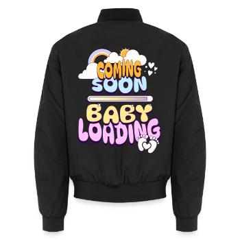 Bientôt Chargement de bébé - Bomber unisexe - noir - Dos - AI Model Male 185 light (185cm)