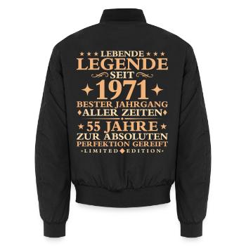 1971 Baujahr Geburtstag Vintage 55 Jahre - Unisex Bomberjacke - Schwarz - Hinten - AI Model Male 185 light (185cm)