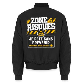 Pète Péteur Cadeau humour personnalisé - Bomber unisexe - noir - Dos - AI Model Male 185 light (185cm)