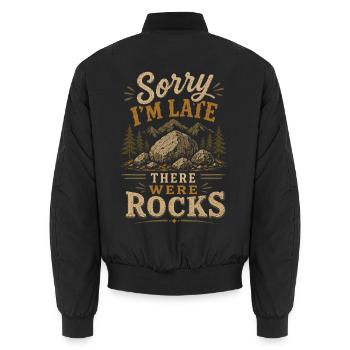 Rock Collector Rock Geology Fan - Unisex Bomber Jacket - black - Back - AI Model Male 185 light (185cm)