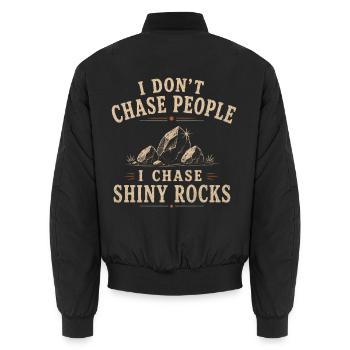 Gesteinsfan Geology Collecting Stones - Unisex Bomber Jacket - black - Back - AI Model Male 185 light (185cm)