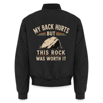 Collecting Stones Geology Nature Hobby - Unisex Bomber Jacket - black - Back - AI Model Male 185 light (185cm)