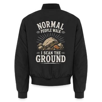 Stone Collector Rock Rock Geology - Unisex Bomber Jacket - black - Back - AI Model Male 185 light (185cm)