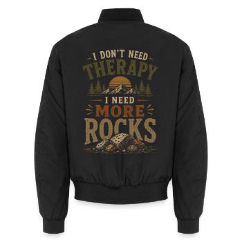Geology Stones Collecting Rock Fan - Unisex Bomber Jacket - black - Back - AI Model Male 185 light (185cm)