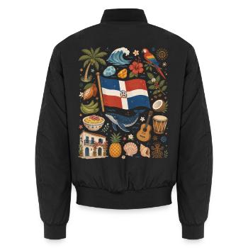 Dominican Republic | Caribbean & Rhythm - Unisex Bomber Jacket - black - Back - AI Model Male 185 light (185cm)