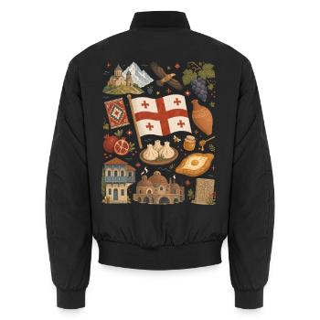 Georgia | Caucasus, Enjoyment & Home - Unisex Bomber Jacket - black - Back - AI Model Male 185 light (185cm)