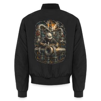 Pipe Layer Pipeline Builder - Unisex Bomber Jacket - black - Back - AI Model Male 185 light (185cm)