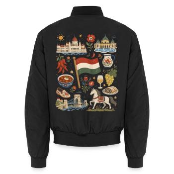 Hungary | Budapest, Puszta & Enjoyment - Unisex Bomber Jacket - black - Back - AI Model Male 185 light (185cm)