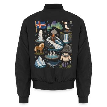 Islande | Volcans, Geysers et aurores boréales - Bomber unisexe - noir - Dos - AI Model Male 185 light (185cm)