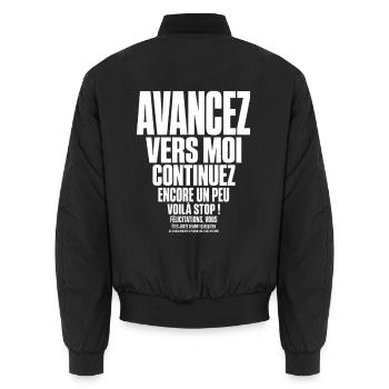 T-shirt Pêche Humour Cadeau Pêcheur - Bomber unisexe - noir - Dos - AI Model Male 185 light (185cm)