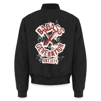 Badass Generation X 1974 - Unisex Bomber Jacket - black - Back - AI Model Male 185 light (185cm)