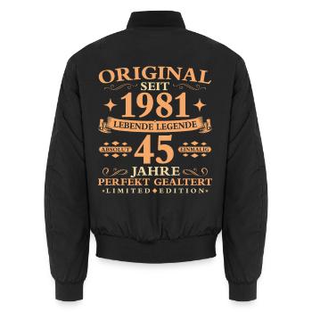 Geburtstag 45 Jahre Baujahr 1981 - Unisex Bomberjacke - Schwarz - Hinten - AI Model Male 185 light (185cm)
