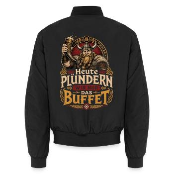 Wikinger  - Unisex Bomberjacke - Schwarz - Hinten - AI Model Male 185 light (185cm)
