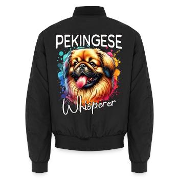 Pekingese Whisperer - Unisex Bomber Jacket - black - Back - AI Model Male 185 light (185cm)