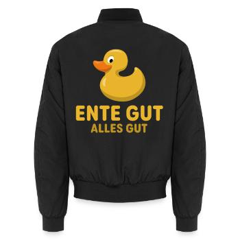 Ente Gut Alles Gut | Gummiente | Spruch - Unisex Bomberjacke - Schwarz - Hinten - AI Model Male 185 light (185cm)