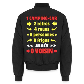 Les chiffres du Camping-Car c'est 0 Voisin - Bomber unisexe - noir - Dos - AI Model Male 185 light (185cm)