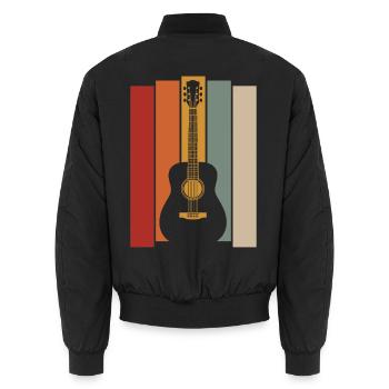 Retro Guitar Graphic - Musician Guitarist - Unisex Bomber Jacket - black - Back - AI Model Male 185 light (185cm)