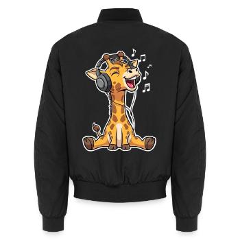Music Giraffe - Unisex Bomber Jacket - black - Back - AI Model Male 185 light (185cm)