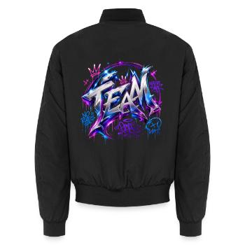 Team - Unisex Bomber Jacket - black - Back - AI Model Male 185 light (185cm)