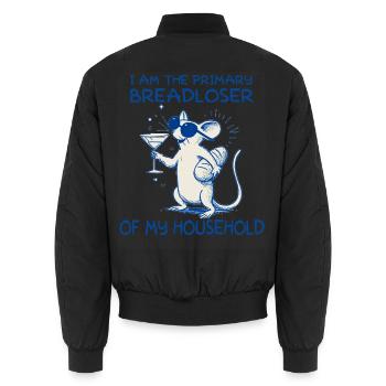 Family Main Bread Loser Cartoon - Unisex Bomber Jacket - black - Back - AI Model Male 185 light (185cm)
