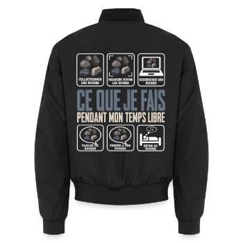 Géologue Cadeau humour personnalisé - Bomber unisexe - noir - Dos - AI Model Male 185 light (185cm)