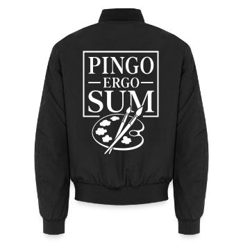 Ich male also bin ich | Latein Spruch - Unisex Bomberjacke - Schwarz - Hinten - AI Model Male 185 light (185cm)