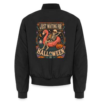 Just Waiting For Halloween Skeleton Flamingo - Unisex Bomber Jacket - black - Back - AI Model Male 185 light (185cm)