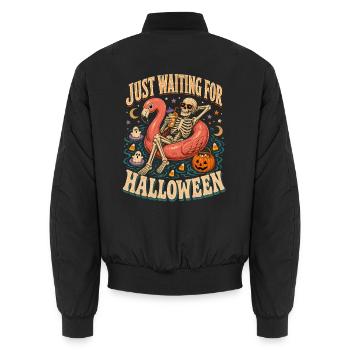 Just Waiting For Halloween Skeleton Flamingo - Unisex Bomber Jacket - black - Back - AI Model Male 185 light (185cm)