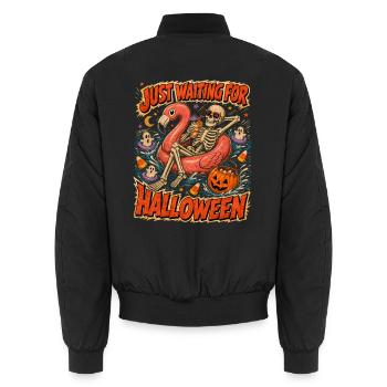 Just Waiting For Halloween Skeleton Flamingo - Unisex Bomber Jacket - black - Back - AI Model Male 185 light (185cm)