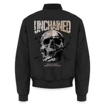 Unchained Skull Barbed Wire - Unisex Bomber Jacket - black - Back - AI Model Male 185 light (185cm)