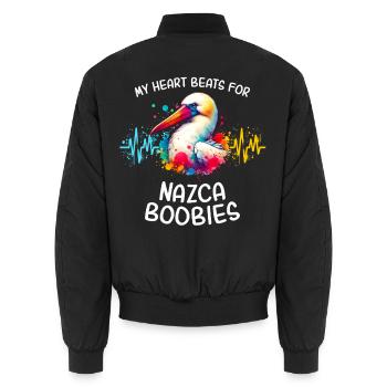 Nazca Booby Heart Line - Unisex Bomber Jacket - black - Back - AI Model Male 185 light (185cm)
