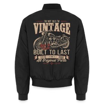 40th Birthday Gift Motorcyclist Biker 1986 - Unisex Bomber Jacket - black - Back - AI Model Male 185 light (185cm)