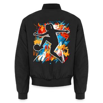 Women's Football - Unisex Bomber Jacket - black - Back - AI Model Male 185 light (185cm)