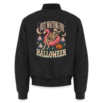 Just Waiting For Halloween Skelett Flamingo - Unisex Bomberjacke - Schwarz - Hinten - AI Model Male 185 light (185cm)