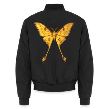 Comet Moth Argema mittrei Anime Style - Unisex Bomber Jacket - black - Back - AI Model Male 185 light (185cm)
