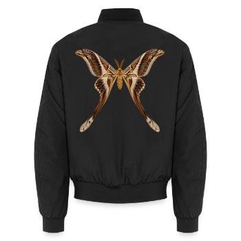 Hercules Moth Coscinocera hercules - Unisex Bomber Jacket - black - Back - AI Model Male 185 light (185cm)