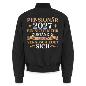 Pensionär 2027 Legende verabschiedet sich - Unisex Bomberjacke - Schwarz - Hinten - AI Model Male 185 light (185cm)