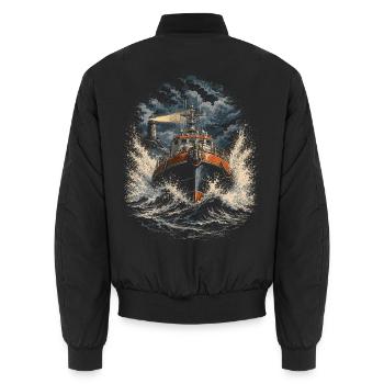 Küstenwache Rettungsschwimmer - Unisex Bomberjacke - Schwarz - Hinten - AI Model Male 185 light (185cm)