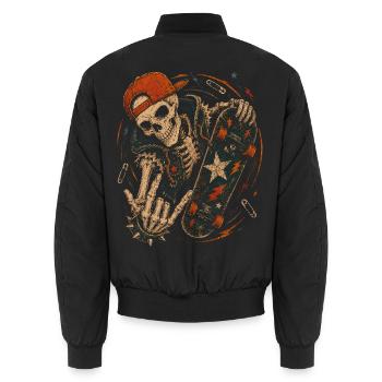 Skater Skelett Rocker Skateboard Vintage Halloween - Unisex Bomberjacke - Schwarz - Hinten - AI Model Male 185 light (185cm)