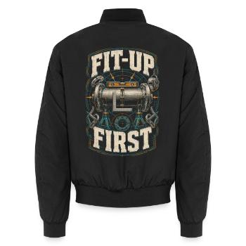 Pipelayer Piping Fitter Fit Up First - Unisex Bomber Jacket - black - Back - AI Model Male 185 light (185cm)